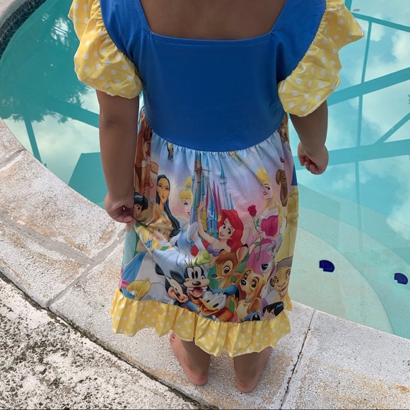 Disney Boutique Style Dress yellow Mickey Minnie - Picture 5 of 9